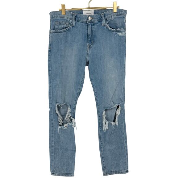 Current Elliott Distressed Light Wash Denim Jeans Women's 27 Slim Fit High Rise - Picture 1 of 11